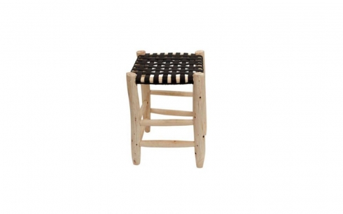 papazois.gr | HotelDeco | STOOL WITH BLACK LEATHER SEATING-HH |  | 1272-1037