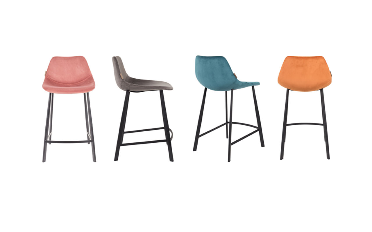 papazois.gr | HotelDeco | FRANKY VELVET COUNTER STOOL-DB |  | 1272-345