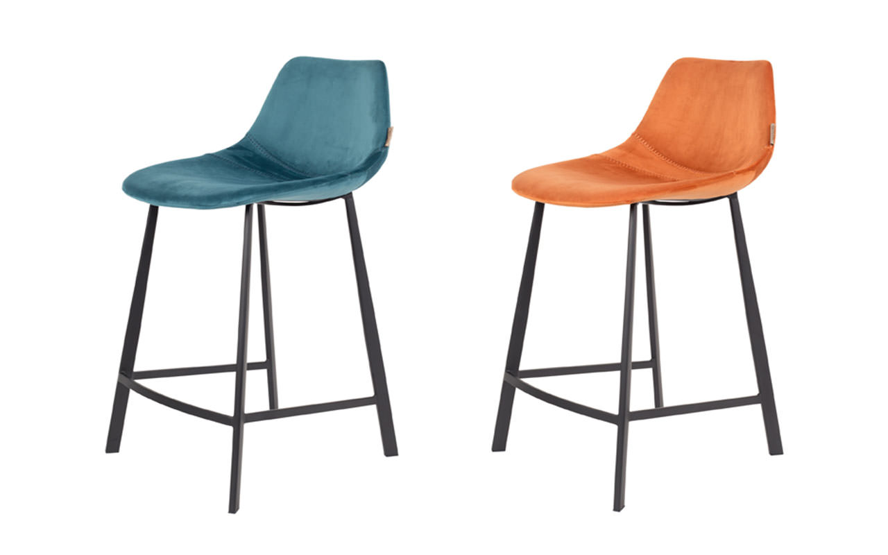 papazois.gr | HotelDeco | FRANKY VELVET COUNTER STOOL-DB |  | 1272-345